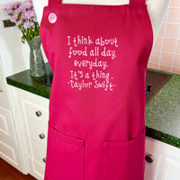 A Beautiful Dark Pink Apron with a Taylor Swift Twist