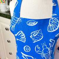 Bright Blue and White Sea Themed Apron for Your School Aged Child
