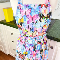Beautiful Butterfly Patterned Teen or Petite Adult Sized Apron