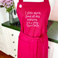 A Beautiful Dark Pink Apron with a Taylor Swift Twist