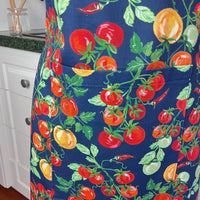 A Bold, Blue, Tomato Covered Apron - Ideal for Any Teen on Petite Adult Foodie