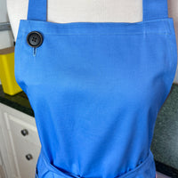 Beautiful Blue Apron with Fabulous Floral Pockets