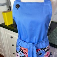 Beautiful Blue Apron with Fabulous Floral Pockets