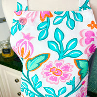 Teal and Pink Swirls Make this Adult Sized Apron an absolute Beauty