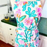 Teal and Pink Swirls Make this Adult Sized Apron an absolute Beauty