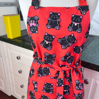 This Bold Red Cat Apron is Perfect for Your Favourite Petite Adult or Teen Cook