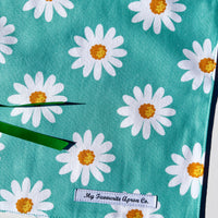 Green Daisy Cutlery Roll. Great for Make-Up or Paint Brushes, Crochet Hooks, Anything!