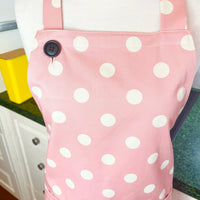 This Dusky Pink Apron is Adorned with Bold Beige Polka Dots