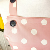 This Dusky Pink Apron is Adorned with Bold Beige Polka Dots