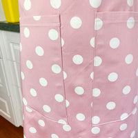 This Dusky Pink Apron is Adorned with Bold Beige Polka Dots