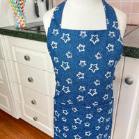 A Denim Blue and Starry Apron for Your Favourite School Aged Kiddo