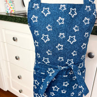 A Denim Blue and Starry Apron for Your Favourite School Aged Kiddo