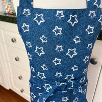 A Denim Blue and Starry Apron for Your Favourite School Aged Kiddo