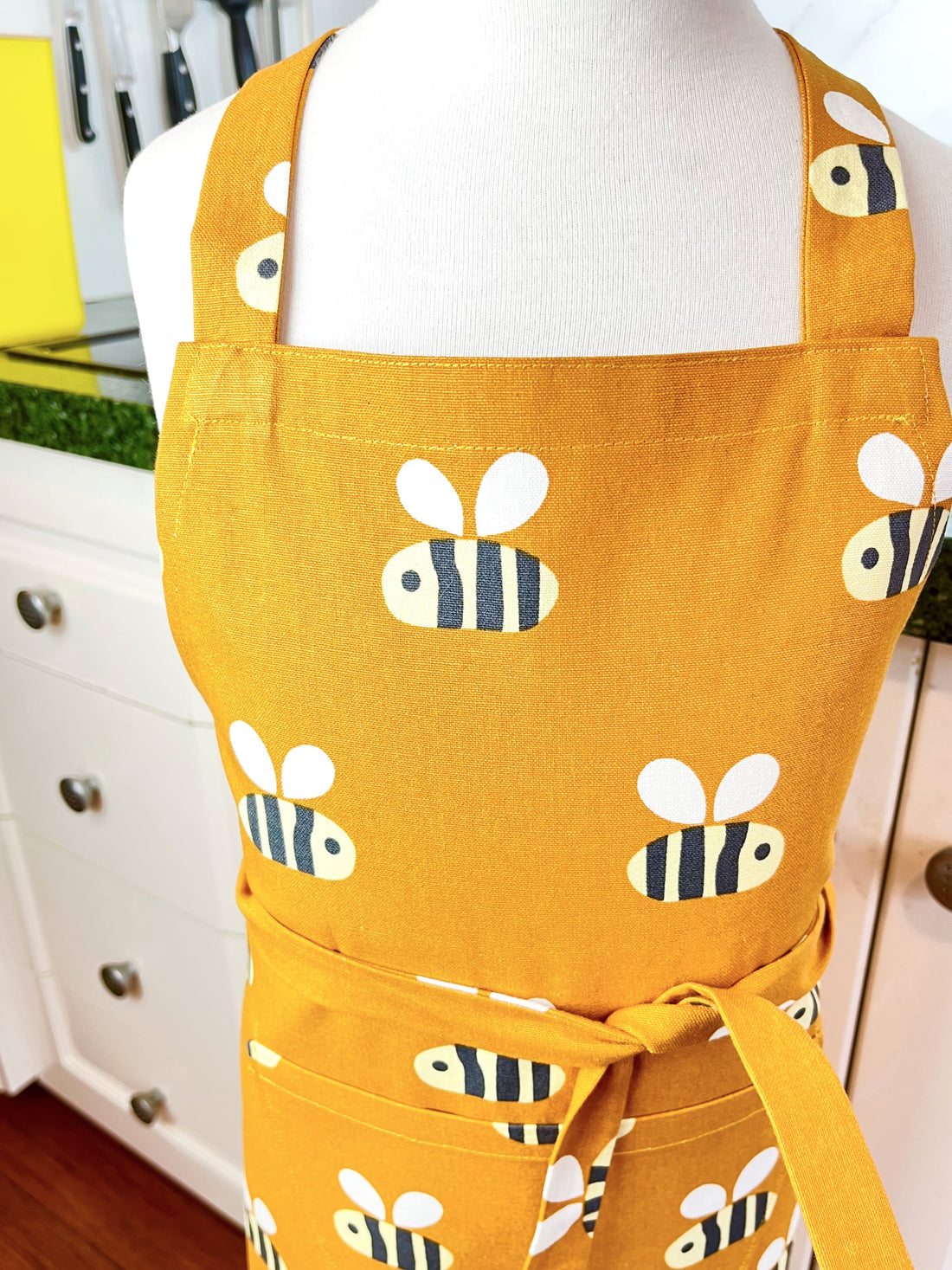 Beautiful Big Bee Apron for a School Aged Child
