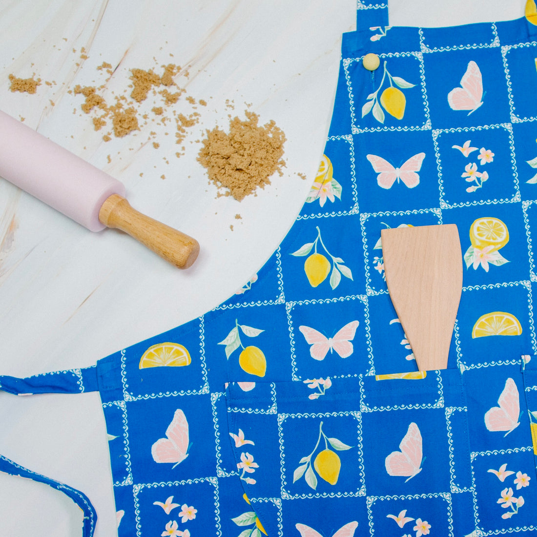 Butterflies, Flowers and Lemons Make a Stunning Apron