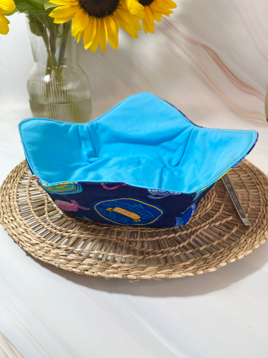 This Vibrant Blue Bowl Cozy Makes Heating Meals Safe and Easy