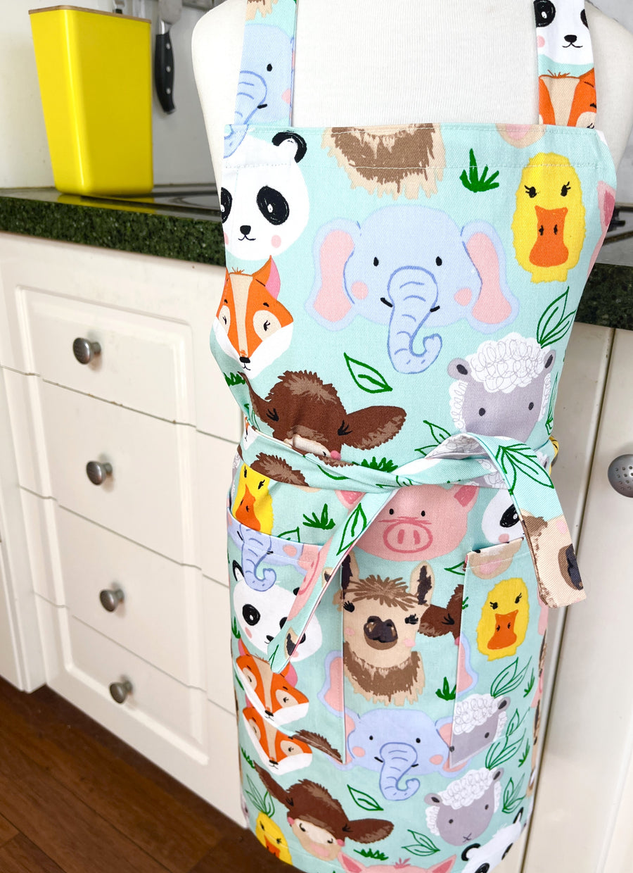 Foxes and Llamas and Pandas, Oh My! Gorgeous Kids' Sized Apron