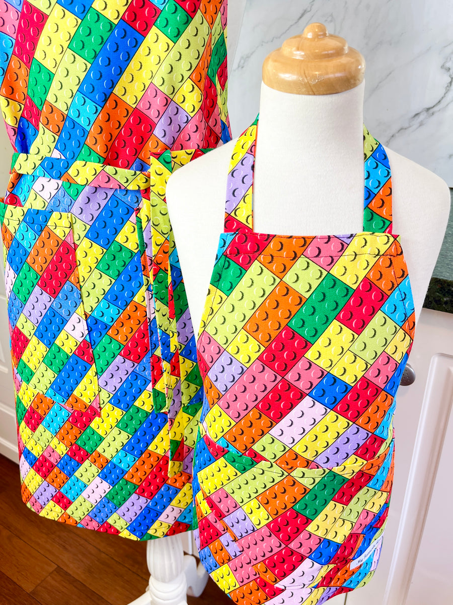 Lots of Lego Style Blocks on this Bold Unisex Apron