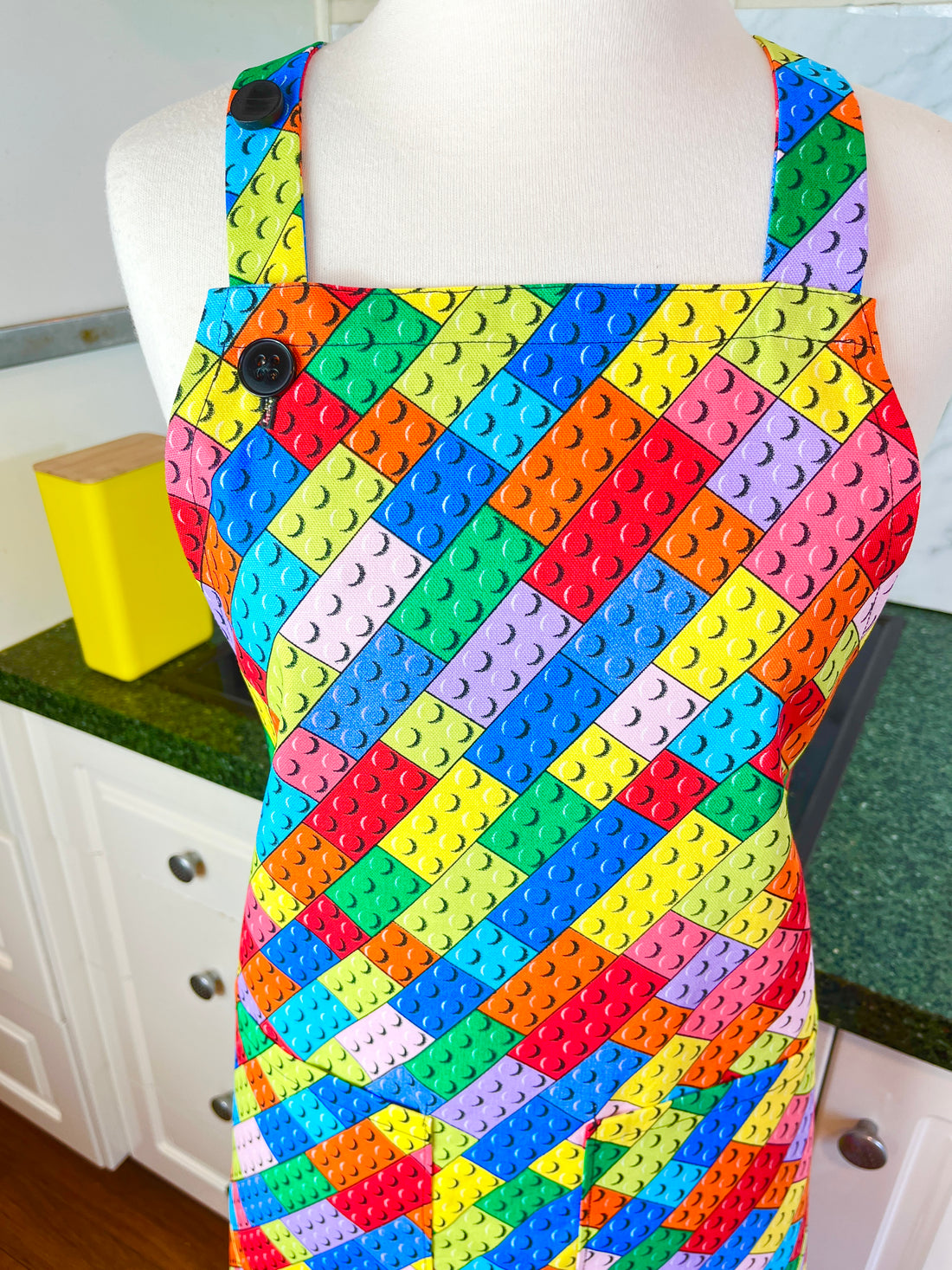 Lots of Lego Style Blocks on this Bold Unisex Apron