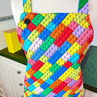 Lots of Lego Style Blocks on this Bold Unisex Apron