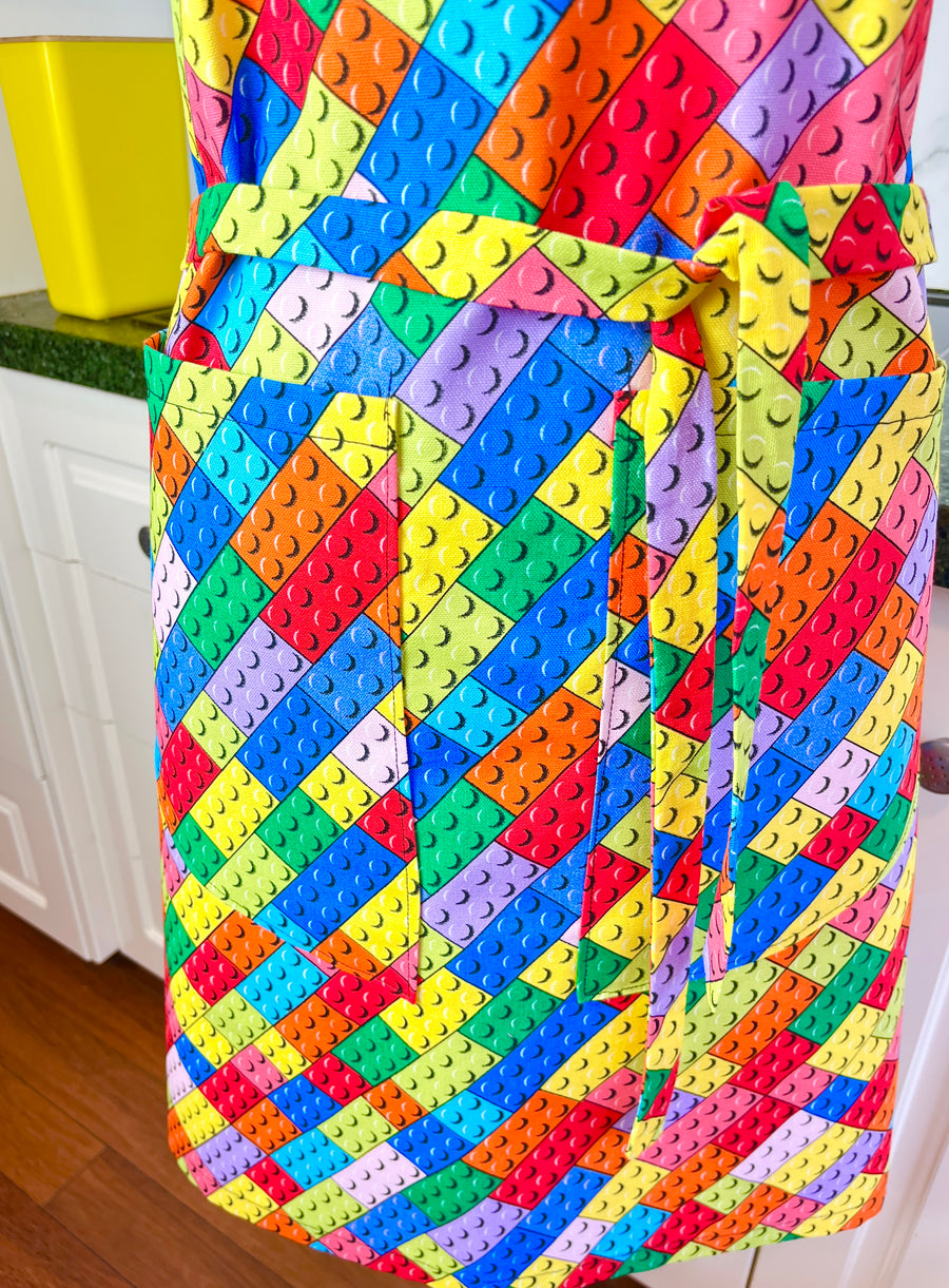 Lots of Lego Style Blocks on this Bold Unisex Apron