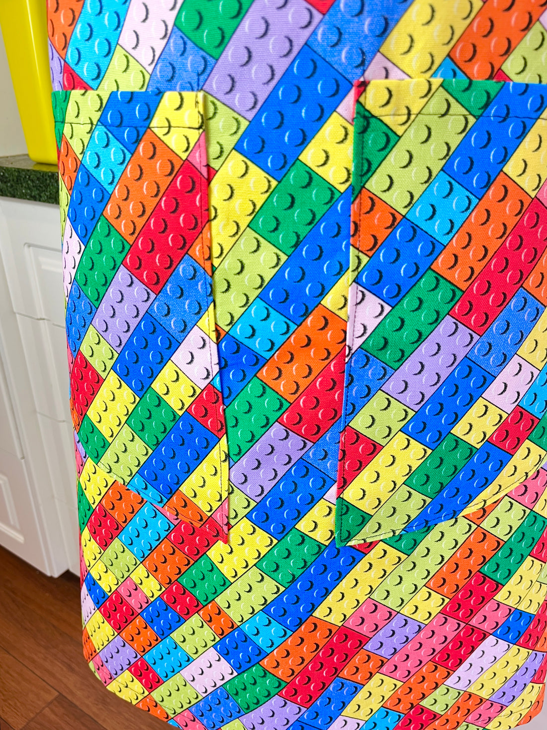 Lots of Lego Style Blocks on this Bold Unisex Apron My Favourite