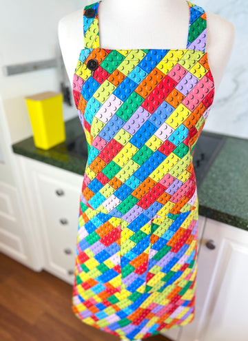 Lots of Lego Style Blocks on this Bold Unisex Apron