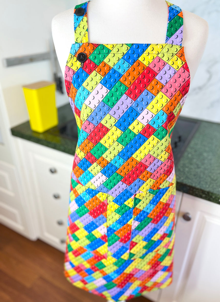 Lots of Lego Style Blocks on this Bold Unisex Apron