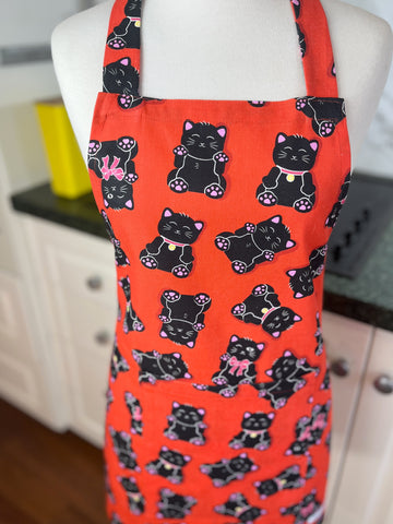 This Bold Red Cat Apron is Perfect for Your Favourite Petite Adult or Teen Cook