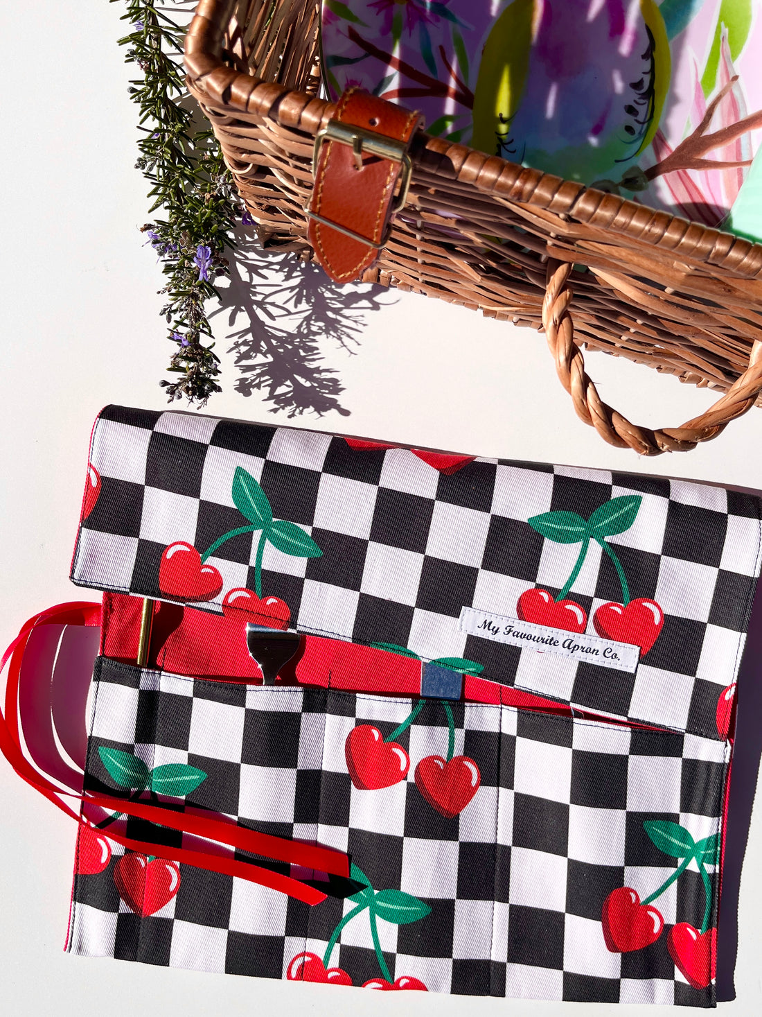 Cherry Cutlery, Make-Up or Craft Roll - Perfect for Camping, Shopping, Travelling