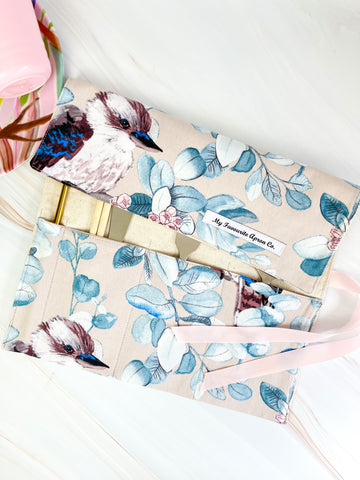 Cotton Cutlery Roll in the Prettiest Kookaburra Fabric