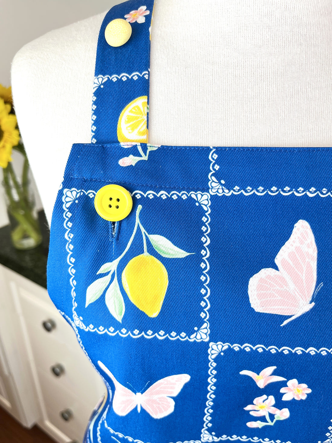 Butterflies, Flowers and Lemons Make a Stunning Apron