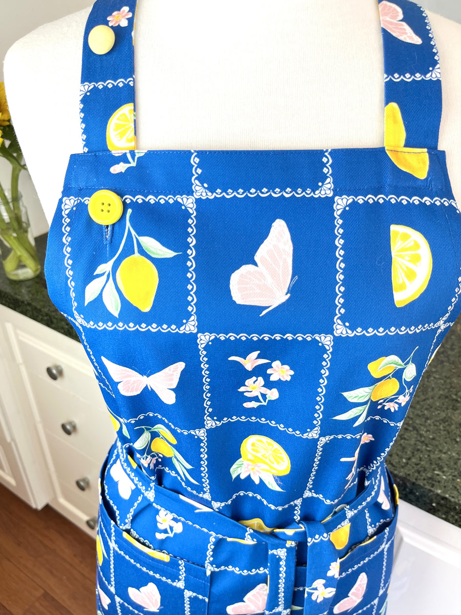 Butterflies, Flowers and Lemons Make a Stunning Apron