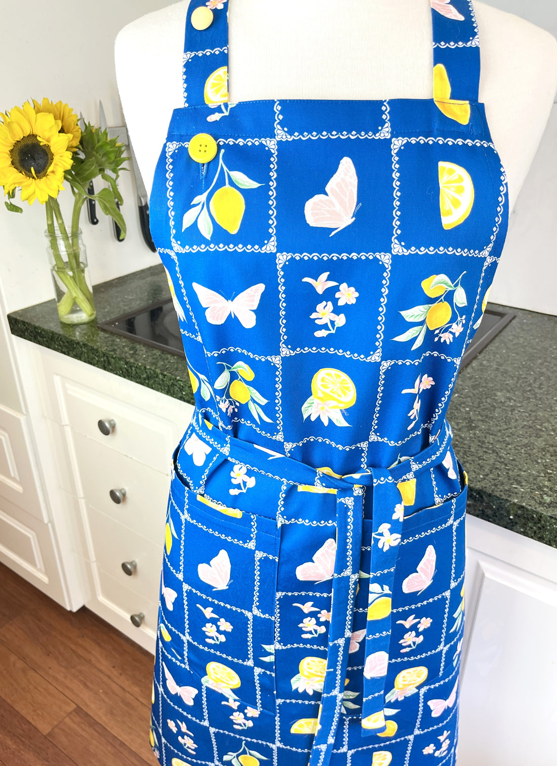 Butterflies, Flowers and Lemons Make a Stunning Apron