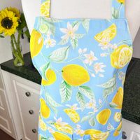 Beautiful Blue and Yellow Lemon Apron, Ideal for Any Foodie