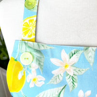 Beautiful Blue and Yellow Lemon Apron, Ideal for Any Foodie