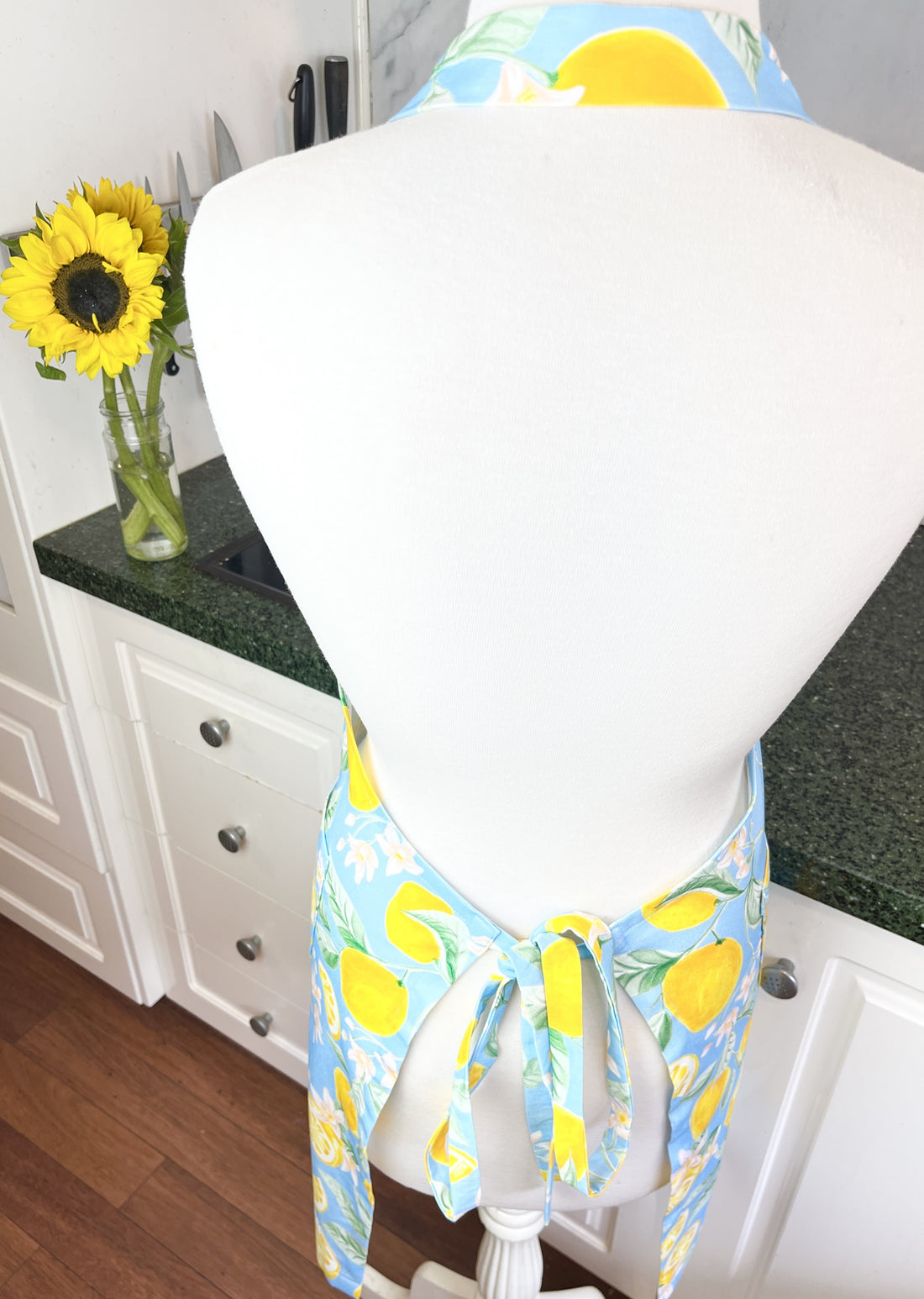 Beautiful Blue and Yellow Lemon Apron, Ideal for Any Foodie