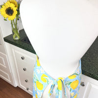 Beautiful Blue and Yellow Lemon Apron, Ideal for Any Foodie