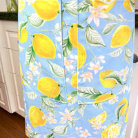 Beautiful Blue and Yellow Lemon Apron, Ideal for Any Foodie