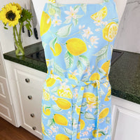 Beautiful Blue and Yellow Lemon Apron, Ideal for Any Foodie