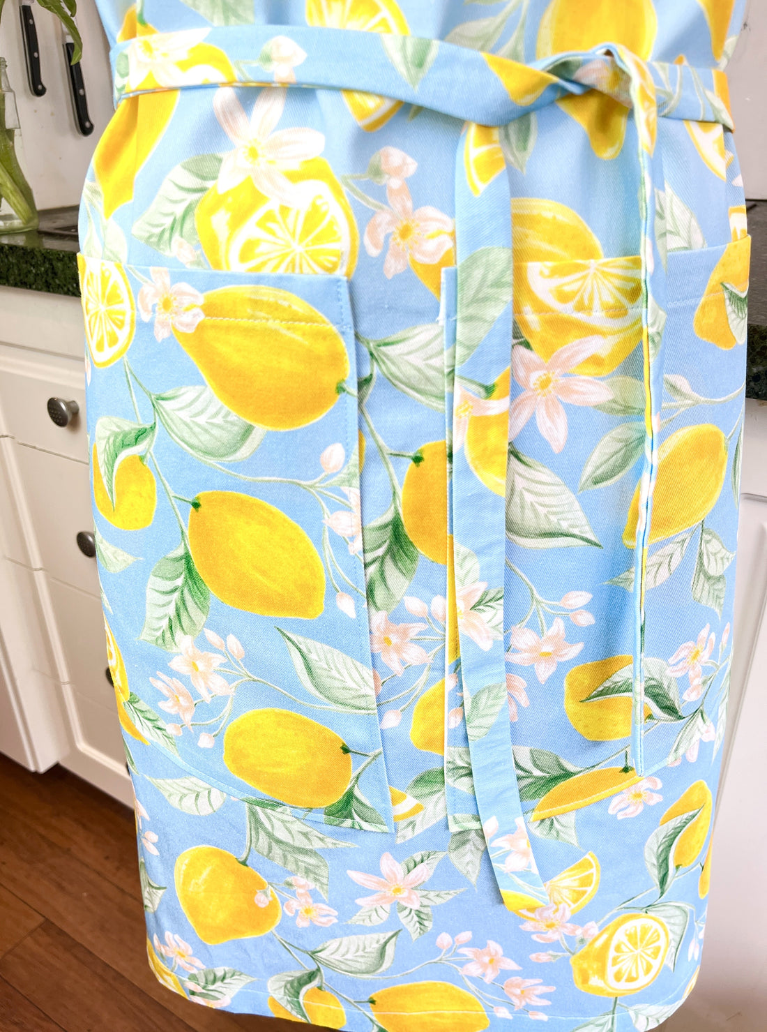 Beautiful Blue and Yellow Lemon Apron, Ideal for Any Foodie