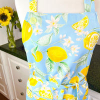 Beautiful Blue and Yellow Lemon Apron, Ideal for Any Foodie