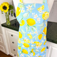 Beautiful Blue and Yellow Lemon Apron, Ideal for Any Foodie