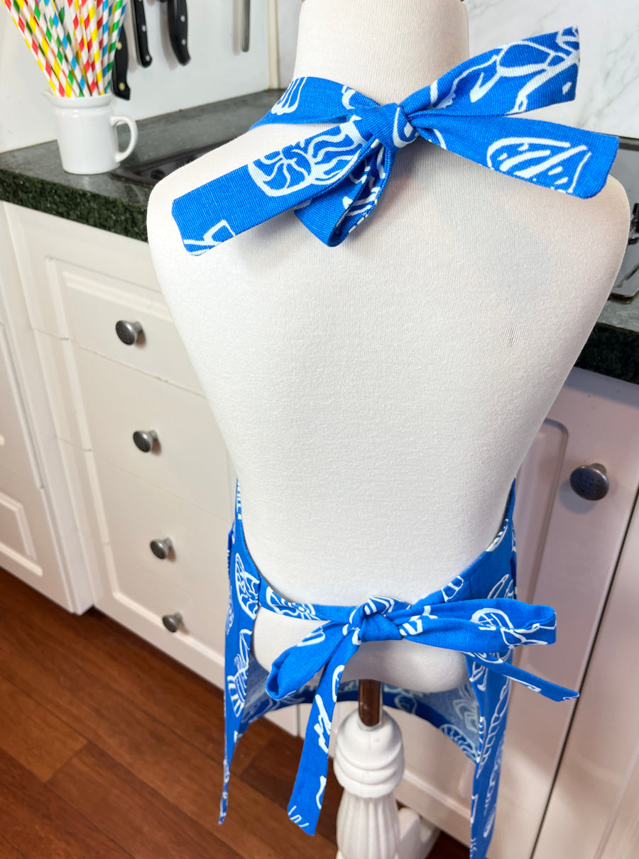 Bright Blue and White Sea Themed Apron for Your School Aged Child