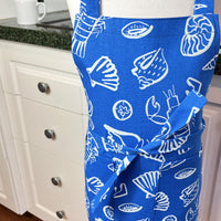 Bright Blue and White Sea Themed Apron for Your School Aged Child