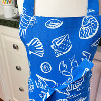 Bright Blue and White Sea Themed Apron for Your School Aged Child