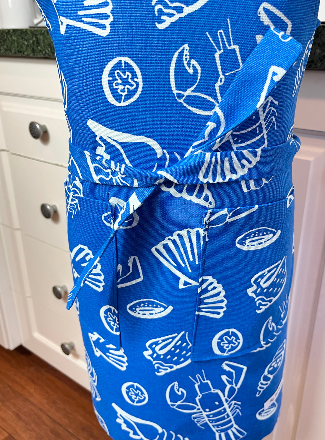 Bright Blue and White Sea Themed Apron for Your School Aged Child