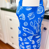 Bright Blue and White Sea Themed Apron for Your School Aged Child