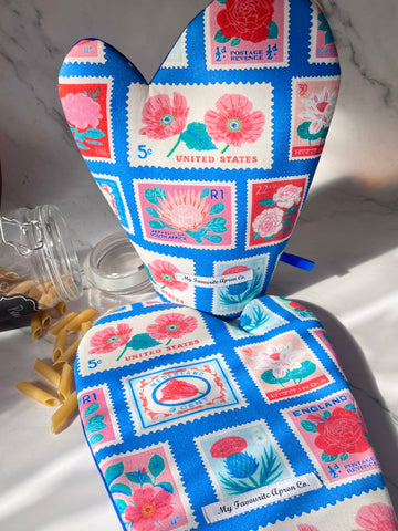 Perfectly Practical Retro Postage Stamp Oven Mitts
