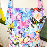 Beautiful Butterfly Patterned Teen or Petite Adult Sized Apron